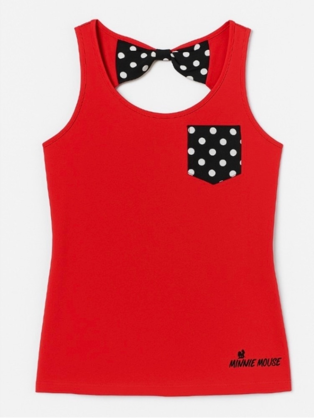 Disney Parks red classic Minnie Mouse polkadot bows back cutouts coquette tank M